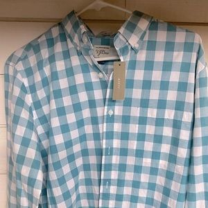 EUC NWT JCREW MENS MEDIUM (NEW WITH TAGS) SLIM GINGHAM WASHED COTTON SHIRT